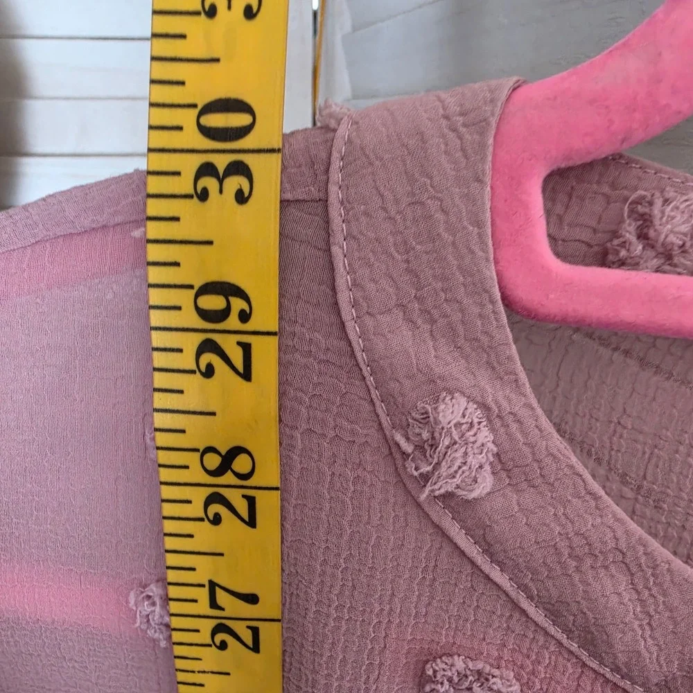 Cato XL Mauve 2 Piece Set Semi Sheer Clipped Dot Button Down Tunic & Tank